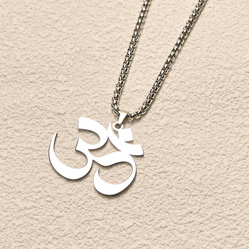 Fortune Jewel Om Symbol Mantra Stainless Steel Focus Necklace Pendant Fortune Jewel