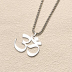 Fortune Jewel Om Symbol Mantra Stainless Steel Focus Necklace Pendant Fortune Jewel