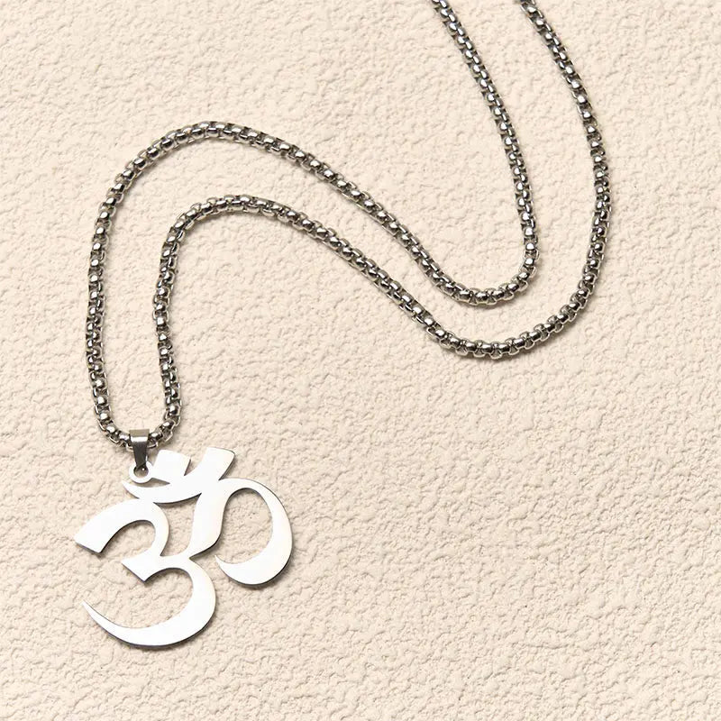 Fortune Jewel Om Symbol Mantra Stainless Steel Focus Necklace Pendant Fortune Jewel