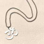 Fortune Jewel Om Symbol Mantra Stainless Steel Focus Necklace Pendant Fortune Jewel