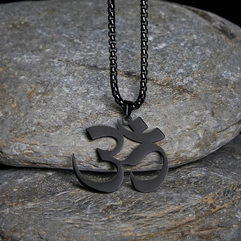 Fortune Jewel Om Symbol Mantra Stainless Steel Focus Necklace Pendant Fortune Jewel