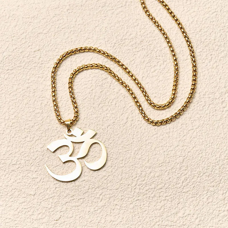 Fortune Jewel Om Symbol Mantra Stainless Steel Focus Necklace Pendant Fortune Jewel