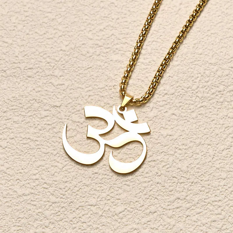Fortune Jewel Om Symbol Mantra Stainless Steel Focus Necklace Pendant Fortune Jewel