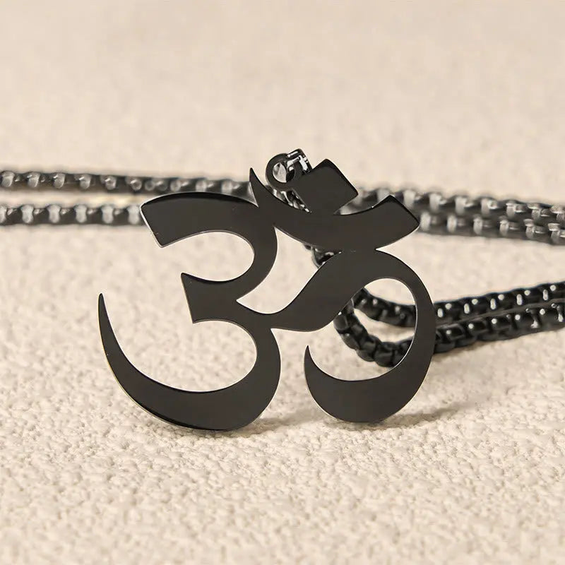 Fortune Jewel Om Symbol Mantra Stainless Steel Focus Necklace Pendant Fortune Jewel