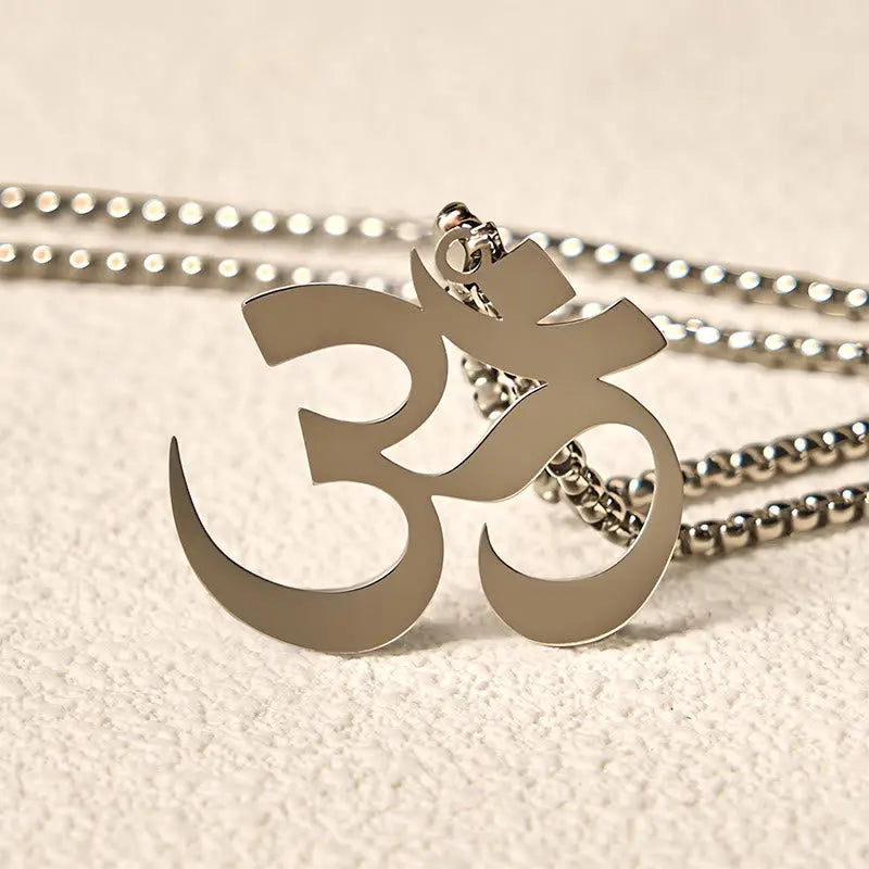 Fortune Jewel Om Symbol Mantra Stainless Steel Focus Necklace Pendant Fortune Jewel