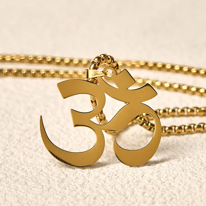 Fortune Jewel Om Symbol Mantra Stainless Steel Focus Necklace Pendant Fortune Jewel