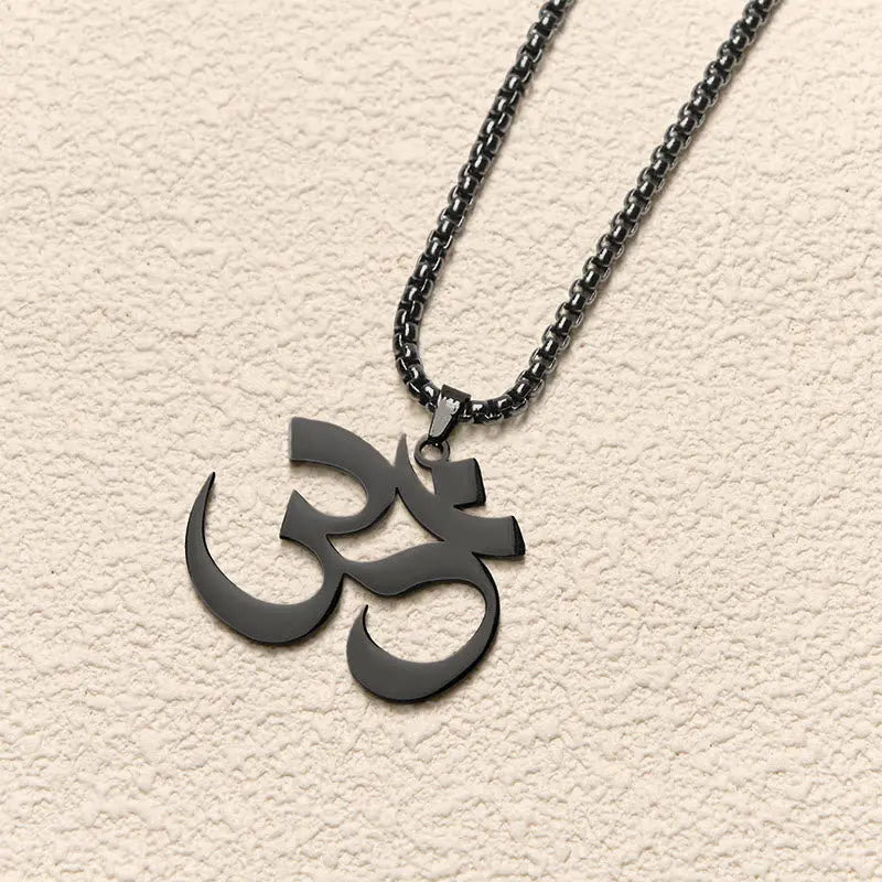 Fortune Jewel Om Symbol Mantra Stainless Steel Focus Necklace Pendant Fortune Jewel