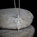 Fortune Jewel Lotus Unalome Chakra Symbol Design Stainless Steel Enlightenment Necklace Pendant Fortune Jewel