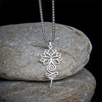Fortune Jewel Lotus Unalome Chakra Symbol Design Stainless Steel Enlightenment Necklace Pendant Fortune Jewel
