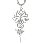 Fortune Jewel Lotus Unalome Chakra Symbol Design Stainless Steel Enlightenment Necklace Pendant Fortune Jewel