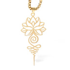 Fortune Jewel Lotus Unalome Chakra Symbol Design Stainless Steel Enlightenment Necklace Pendant Fortune Jewel