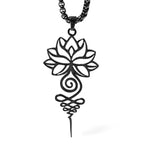 Fortune Jewel Lotus Unalome Chakra Symbol Design Stainless Steel Enlightenment Necklace Pendant Fortune Jewel