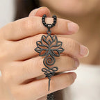 Fortune Jewel Lotus Unalome Chakra Symbol Design Stainless Steel Enlightenment Necklace Pendant Fortune Jewel