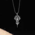 Fortune Jewel Lotus Unalome Chakra Symbol Design Stainless Steel Enlightenment Necklace Pendant Fortune Jewel