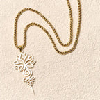 Fortune Jewel Lotus Unalome Chakra Symbol Design Stainless Steel Enlightenment Necklace Pendant Fortune Jewel