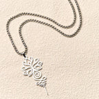 Fortune Jewel Lotus Unalome Chakra Symbol Design Stainless Steel Enlightenment Necklace Pendant Fortune Jewel