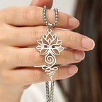 Fortune Jewel Lotus Unalome Chakra Symbol Design Stainless Steel Enlightenment Necklace Pendant Fortune Jewel