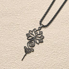 Fortune Jewel Lotus Unalome Chakra Symbol Design Stainless Steel Enlightenment Necklace Pendant Fortune Jewel