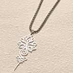 Fortune Jewel Lotus Unalome Chakra Symbol Design Stainless Steel Enlightenment Necklace Pendant Fortune Jewel