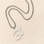 Fortune Jewel Trident OM Symbol Stainless Steel Connection Necklace Pendant Fortune Jewel