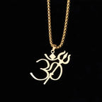 Fortune Jewel Trident OM Symbol Stainless Steel Connection Necklace Pendant Fortune Jewel