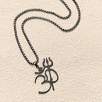 Fortune Jewel Trident OM Symbol Stainless Steel Connection Necklace Pendant Fortune Jewel