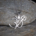 Fortune Jewel Trident OM Symbol Stainless Steel Connection Necklace Pendant Fortune Jewel