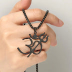 Fortune Jewel Trident OM Symbol Stainless Steel Connection Necklace Pendant Fortune Jewel