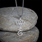 Fortune Jewel Chakra Symbol Irregular Design Lotus Stainless Steel Enlightenment Necklace Pendant Fortune Jewel