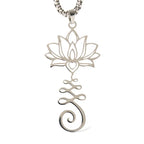 Fortune Jewel Chakra Symbol Irregular Design Lotus Stainless Steel Enlightenment Necklace Pendant Fortune Jewel