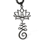 Fortune Jewel Chakra Symbol Irregular Design Lotus Stainless Steel Enlightenment Necklace Pendant Fortune Jewel