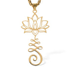 Fortune Jewel Chakra Symbol Irregular Design Lotus Stainless Steel Enlightenment Necklace Pendant Fortune Jewel
