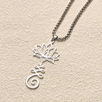 Fortune Jewel Chakra Symbol Irregular Design Lotus Stainless Steel Enlightenment Necklace Pendant Fortune Jewel