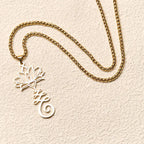 Fortune Jewel Chakra Symbol Irregular Design Lotus Stainless Steel Enlightenment Necklace Pendant Fortune Jewel