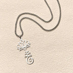 Fortune Jewel Chakra Symbol Irregular Design Lotus Stainless Steel Enlightenment Necklace Pendant Fortune Jewel