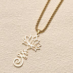 Fortune Jewel Chakra Symbol Irregular Design Lotus Stainless Steel Enlightenment Necklace Pendant Fortune Jewel