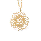 Fortune Jewel Hollow Lotus Design Om Symbol Stainless Steel Connection Necklace Pendant Fortune Jewel