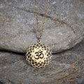 Fortune Jewel Hollow Lotus Design Om Symbol Stainless Steel Connection Necklace Pendant Fortune Jewel