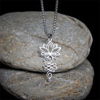 Fortune Jewel Lotus Vines Design Chakra Symbol Stainless Steel Enlightenment Necklace Pendant Fortune Jewel