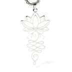 Fortune Jewel Lotus Vines Design Chakra Symbol Stainless Steel Enlightenment Necklace Pendant Fortune Jewel