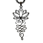Fortune Jewel Lotus Vines Design Chakra Symbol Stainless Steel Enlightenment Necklace Pendant Fortune Jewel