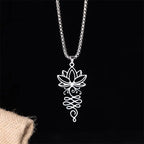 Fortune Jewel Lotus Vines Design Chakra Symbol Stainless Steel Enlightenment Necklace Pendant Fortune Jewel
