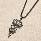 Fortune Jewel Lotus Vines Design Chakra Symbol Stainless Steel Enlightenment Necklace Pendant Fortune Jewel