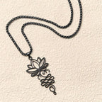 Fortune Jewel Lotus Vines Design Chakra Symbol Stainless Steel Enlightenment Necklace Pendant Fortune Jewel