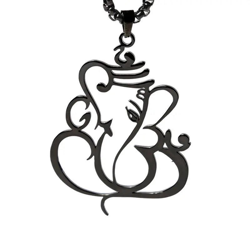 Fortune Jewel Ganesh Elephant Stainless Steel Protection Necklace Pendant Fortune Jewel