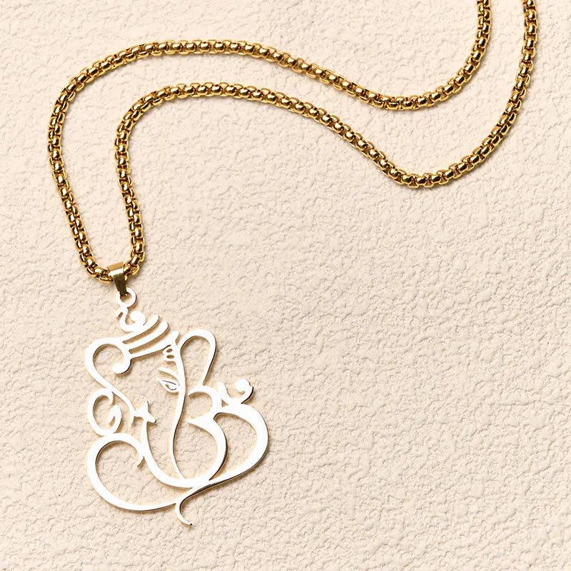 Fortune Jewel Ganesh Elephant Stainless Steel Protection Necklace Pendant Fortune Jewel