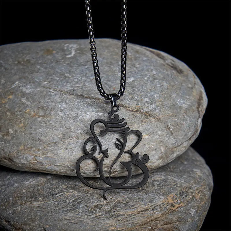 Fortune Jewel Ganesh Elephant Stainless Steel Protection Necklace Pendant Fortune Jewel