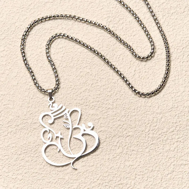 Fortune Jewel Ganesh Elephant Stainless Steel Protection Necklace Pendant Fortune Jewel