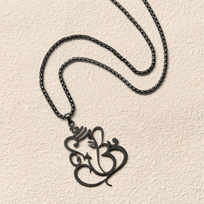 Fortune Jewel Ganesh Elephant Stainless Steel Protection Necklace Pendant Fortune Jewel