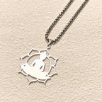 Fortune Jewel Vintage Lotus Sitting Buddha Design Stainless Steel Enlightenment Necklace Pendant Fortune Jewel
